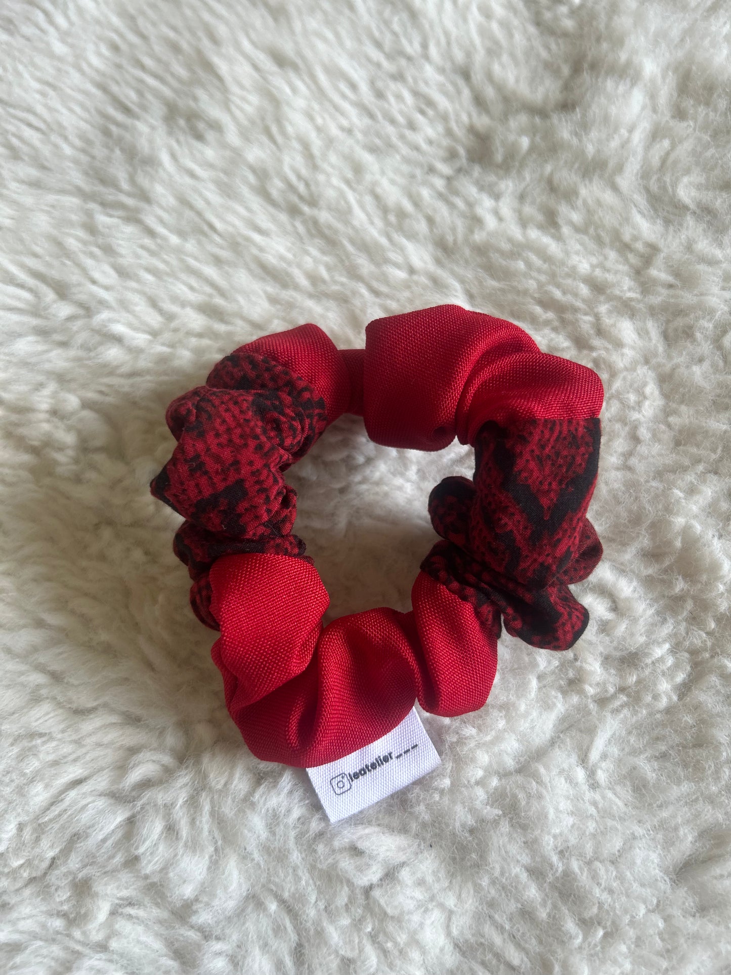 Chouchou patchwork rouge
