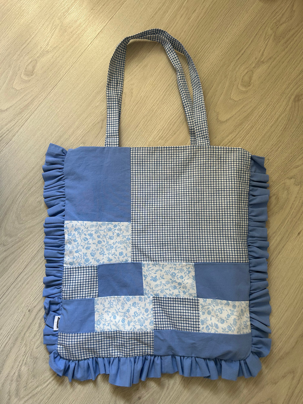 Tote-bag patchwork bleu