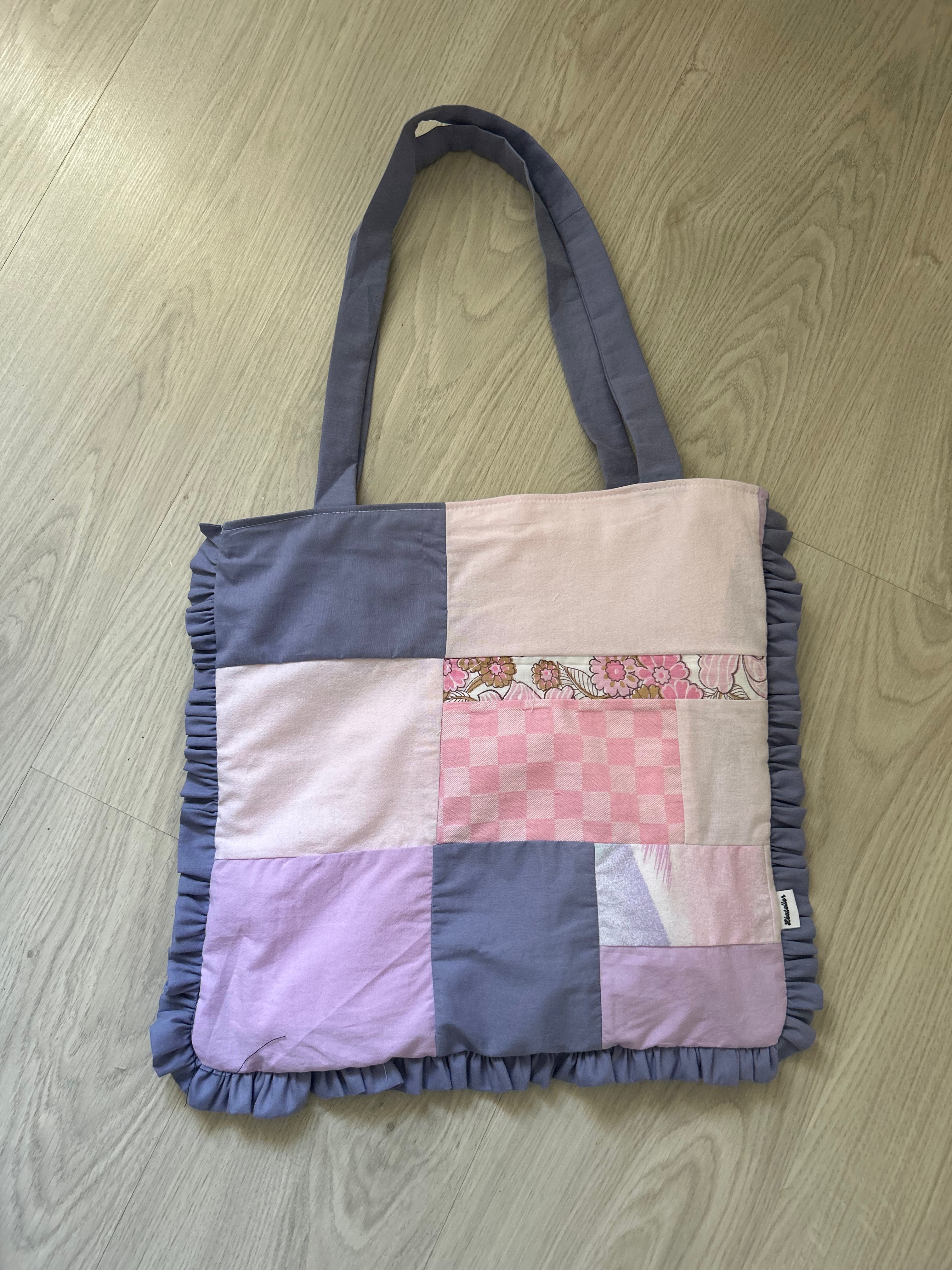 Tote-bag patchwork mauve