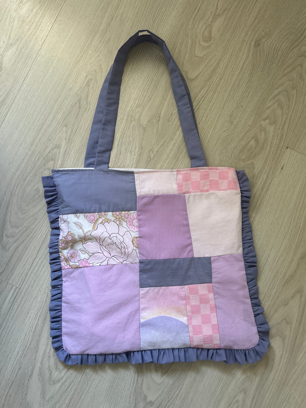 Tote-bag patchwork mauve