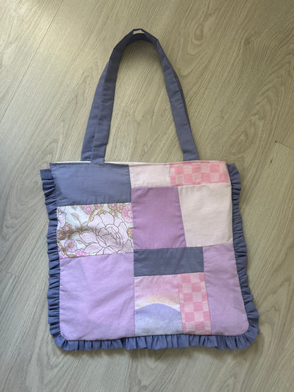 Tote-bag patchwork mauve