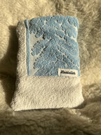 Housse livre de poche bleue / blanc