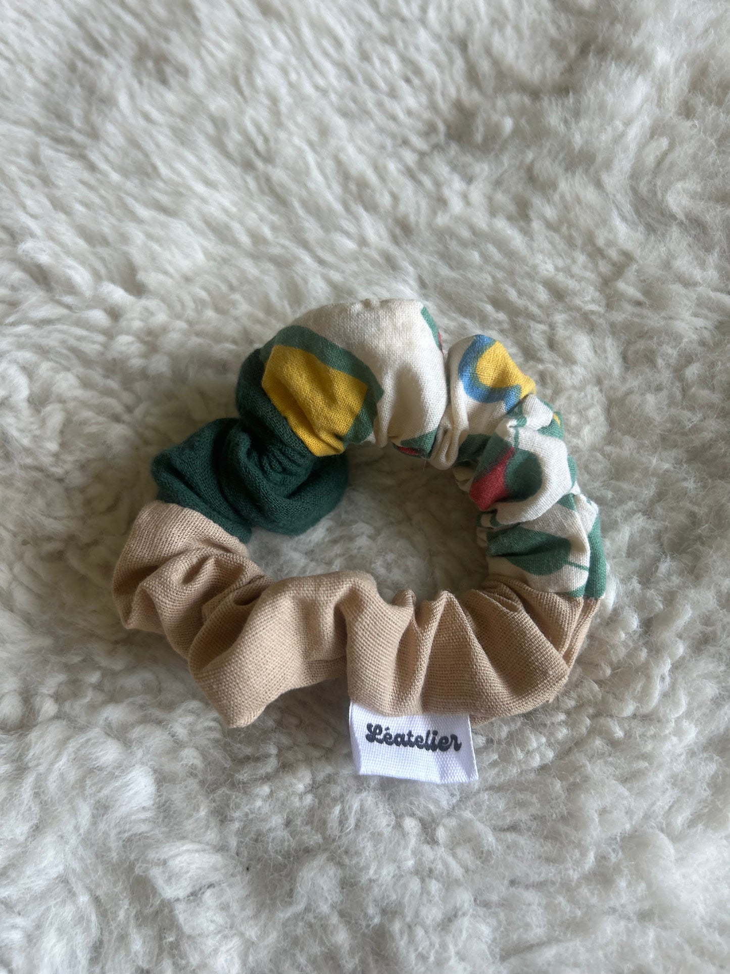 Chouchou patchwork vert