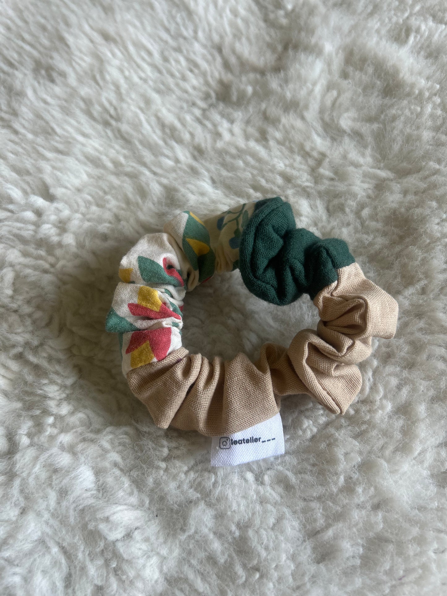 Chouchou patchwork vert
