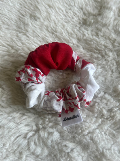 Chouchou patchwork rouge et blanc