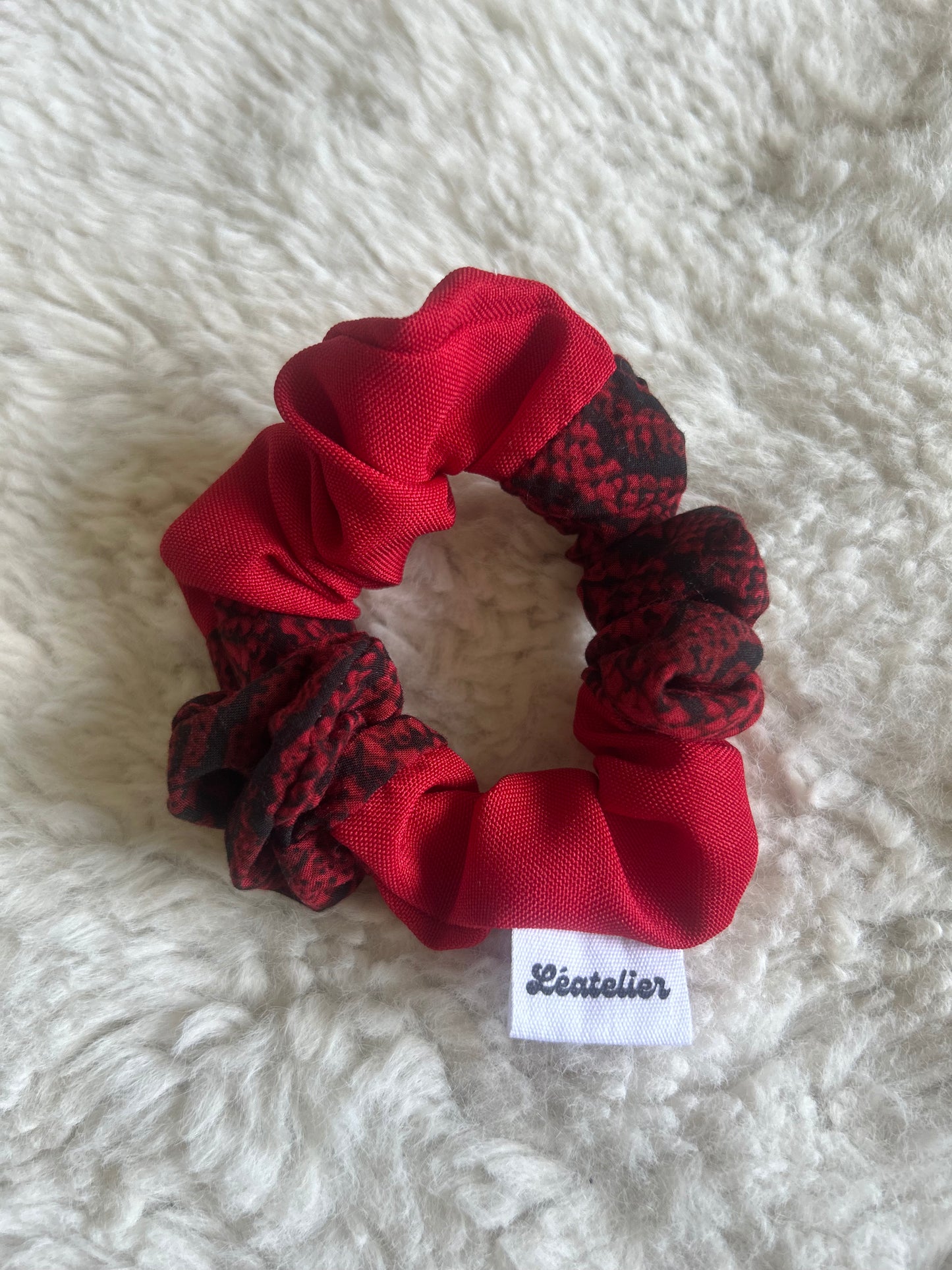 Chouchou patchwork rouge