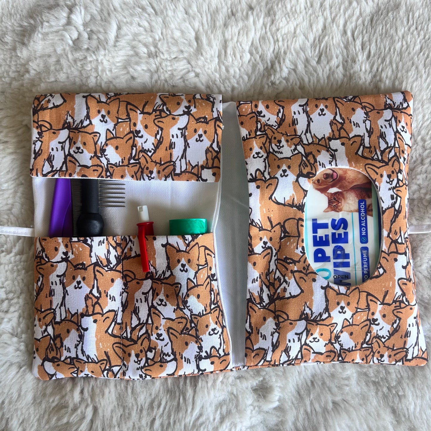 Pochette de voyage multi-poches corgi